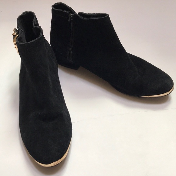 Topshop Shoes - Topshop Suede Booties with Gold Accents